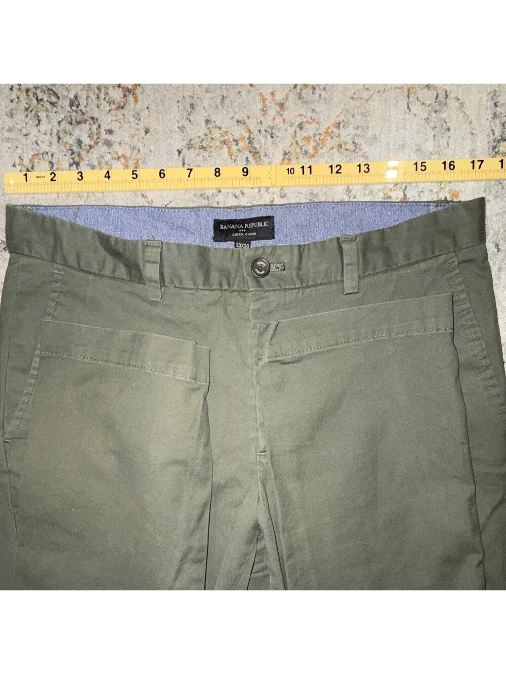Banana Republic Green Aiden Chino Pants Mens Straight Fit Flat Front 33x30 A248